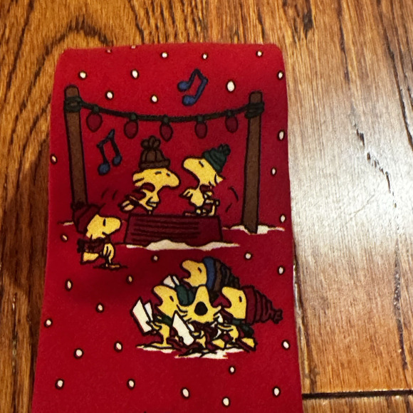 Vintage Peanuts "Happy Holidays" Silk Tie Christmas Made USA Snoopy Woodstock - Picture 3 of 10